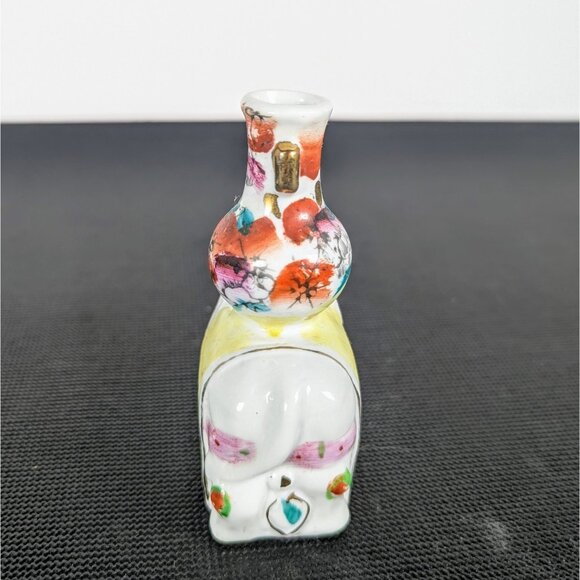 Porcelain Elephant Figurine - Small Flower And Incense Holder - Picture 4 of 4